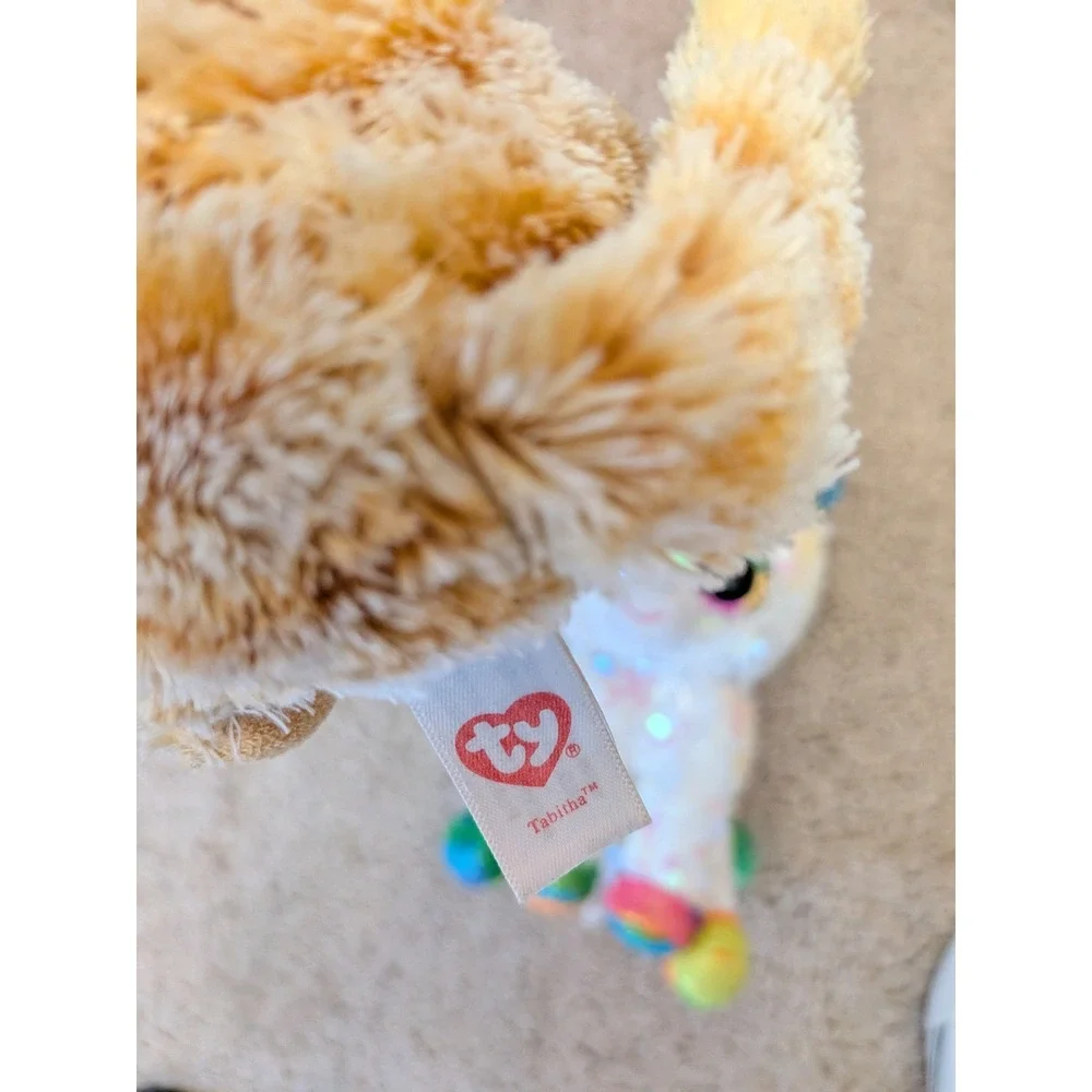 Ty Beanie Boos Tabitha Cat and Pixy Sequin Unicorn Plush Lot 6 inch Glitter Eyes